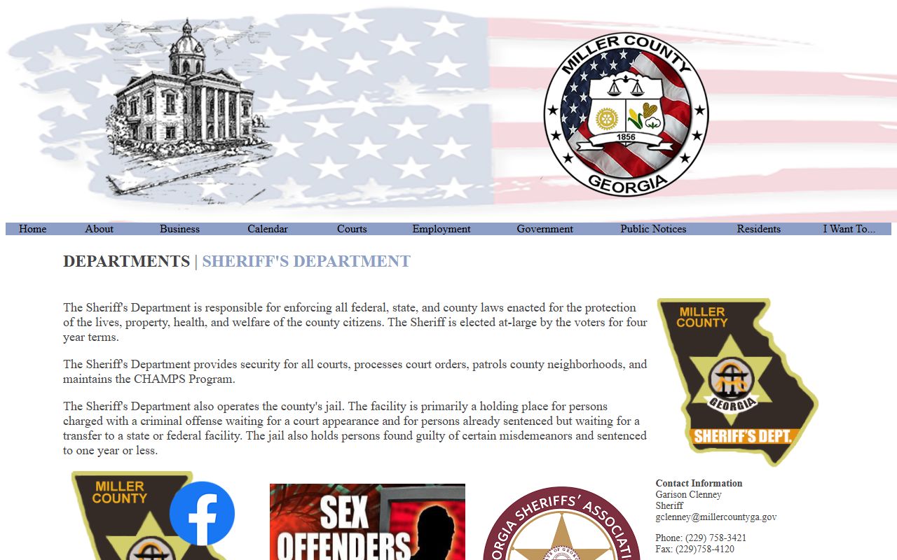 Miller County Jail sheriff official custody information